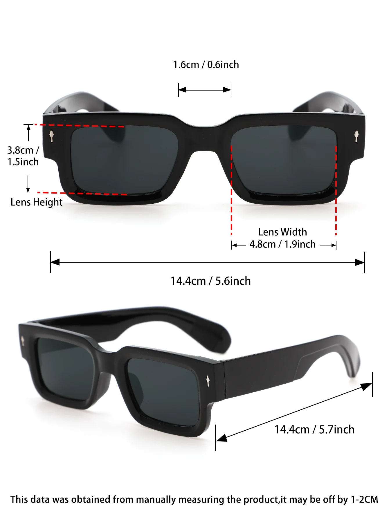 1PC Unisex Square Plastic Frame Trendy Classic Sunglasses For Outdoor Travel UV Protection Accessories