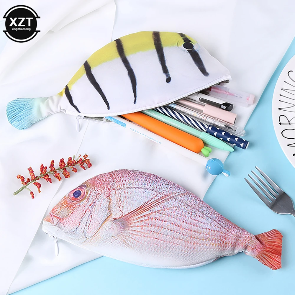 1PC Creative Fish Shape Pencil Case Kawaii Korea Style Cloth Pencils Bags School Supplies Stationery Hot Pen Box