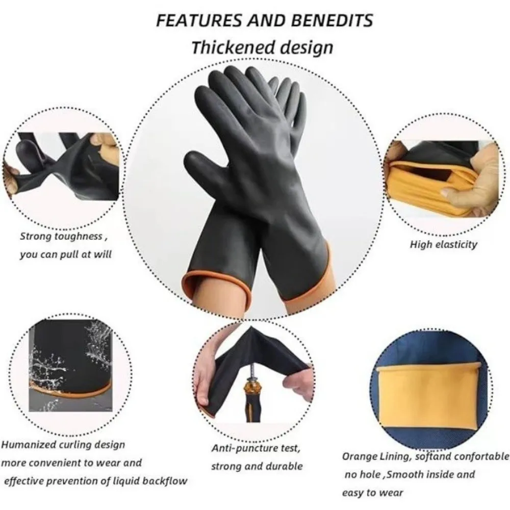 

Acid and Alkali Resistant Labor Protection Gloves Chemical Resistant Thickened Latex Glove Oil Resistance Wear-Resistant