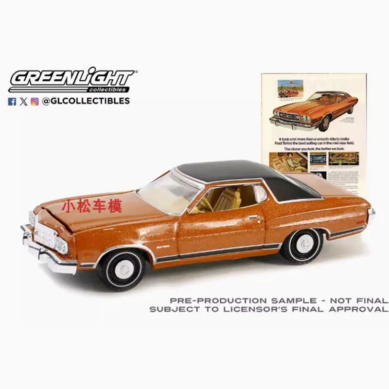 

GreenLight, масштаб 1:64, 1973, г. Torino, имитация сплава, модель автомобиля, классический сувенир для взрослых, подарок, статический дисплей