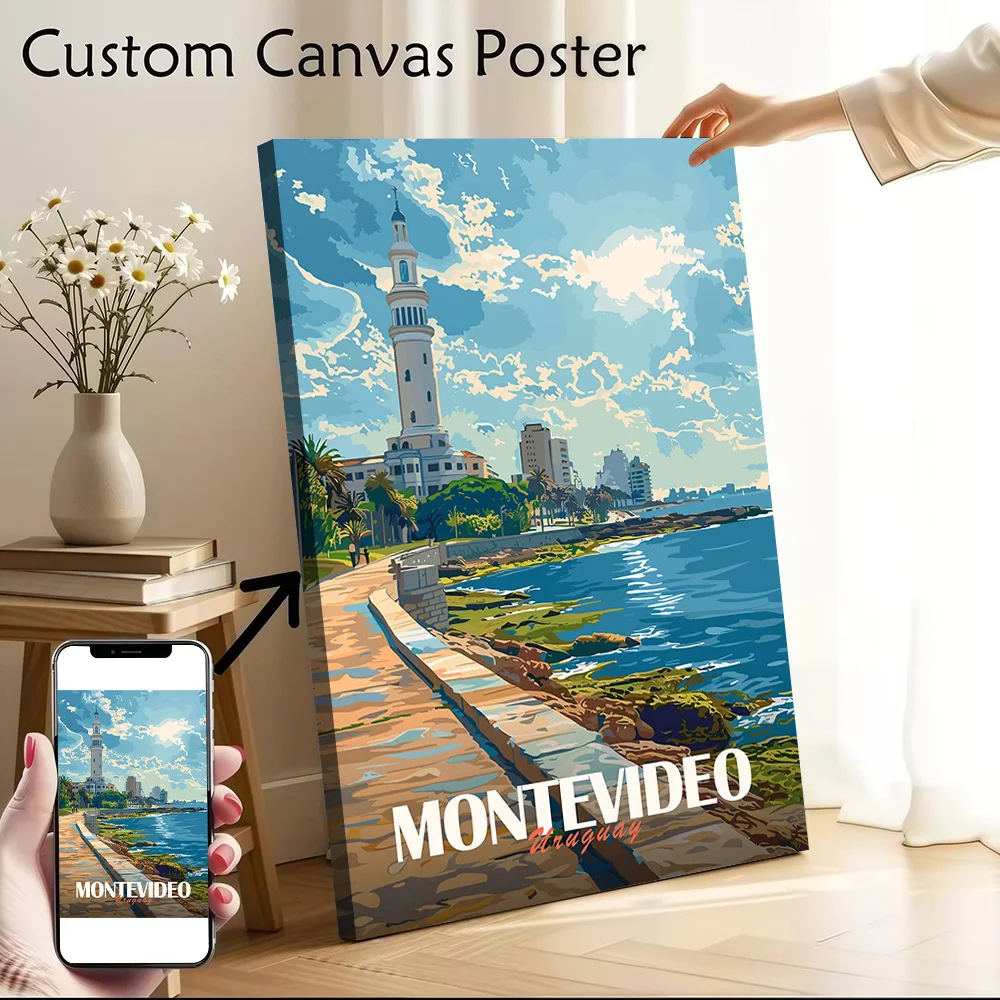 Decoración de Lujo para Sala de Estar Montevideo, Uruguay, Lienzo Impreso Personalizado, Póster de Alta Calidad, Cuadros Decorativos para Pared