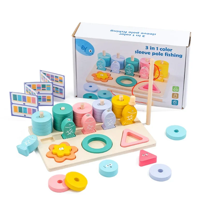 

Color Shape Matching Puzzle Game Kids Montessori Wooden Toys Colorful Beaded Color Cognition Educational Toys Gift For Children