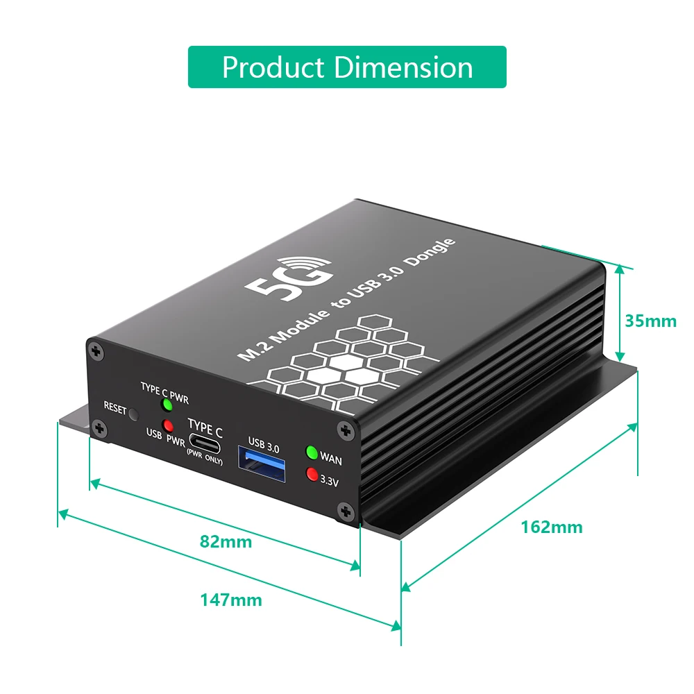 NGFF(M.2) 4G/5G Module to USB 3.0 Adapter with auxiliary power