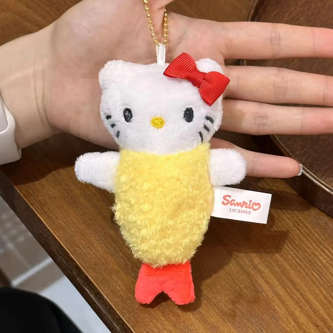 Sanrio Hello Kitty Cute Cartoon Plush Fried Shrimp KT Doll Keychain Kawaii Fluffy Toy Backpack Pendant Lovely Periphery Gifts