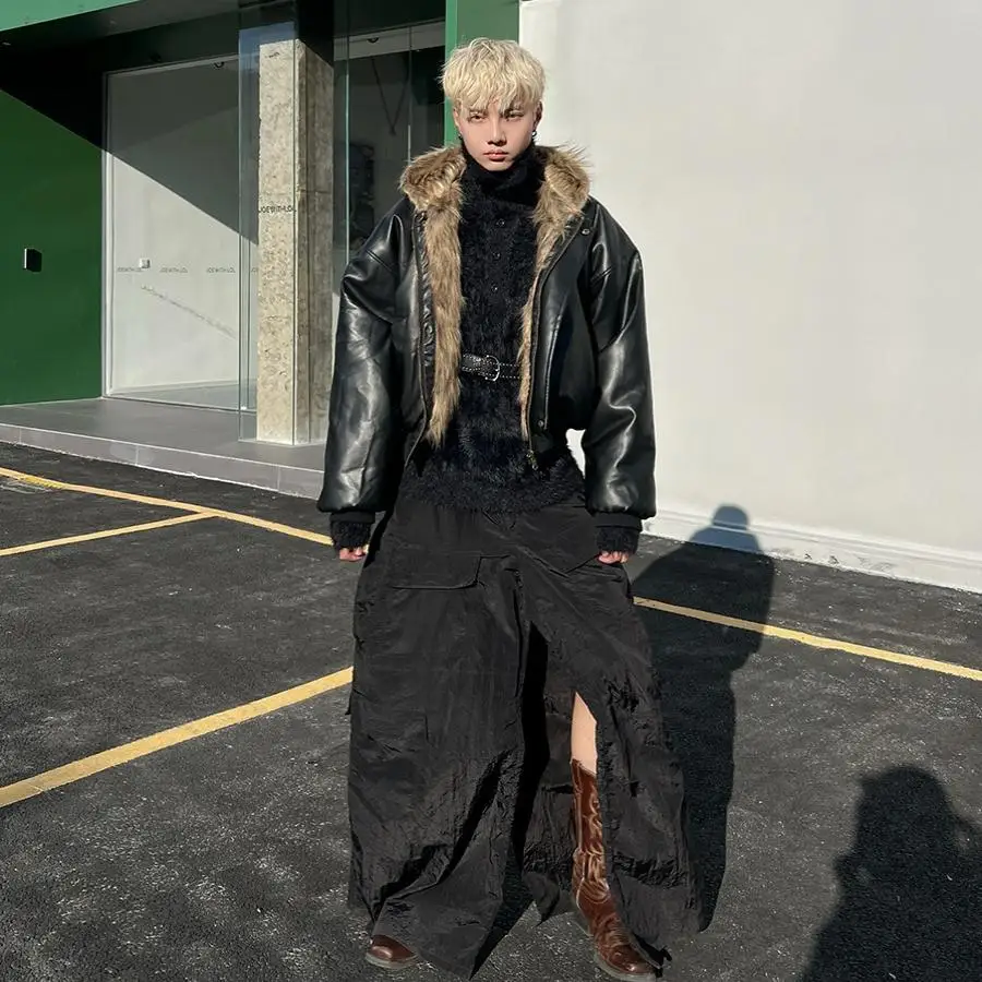 Men's 2026 Winter Reversible Faux Fur Fox Jacket, Warm Sheepskin Style Streetwear Coat
