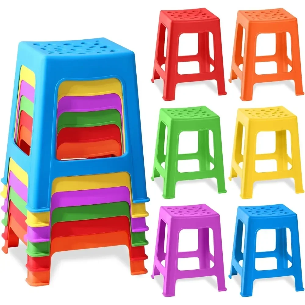 Classroom Stools 6 Pack Stackable Plastic Stools for Home Office School Classroom Indoor Outdoor Colorful Nesting Round Stools