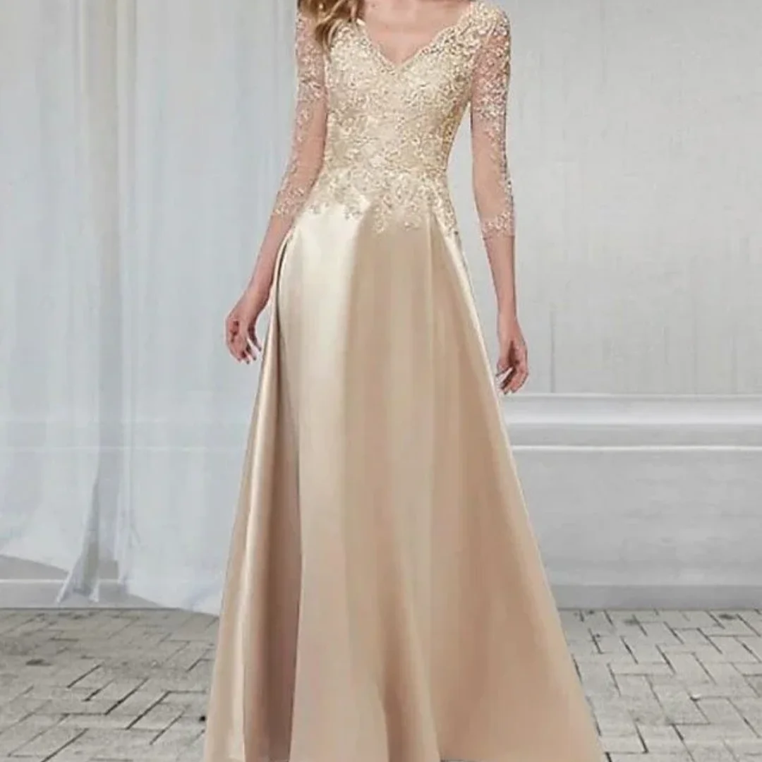 

Очаровательные платья трапециевидной формы цвета шампанского для матери невесты Invitee Mariage Элегантные свадебные платья на заказ