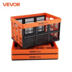 VEVOR 45L 3 Packs Plastic Collapsible Storage Basket Folding Bins with Handles Stackable Containers for Clothes Grocery Toys