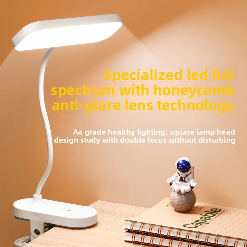 Portable Clip-on LED Reading Lamp USB Charging, Ideal for Students Dormitory Bedroom Desk and Office