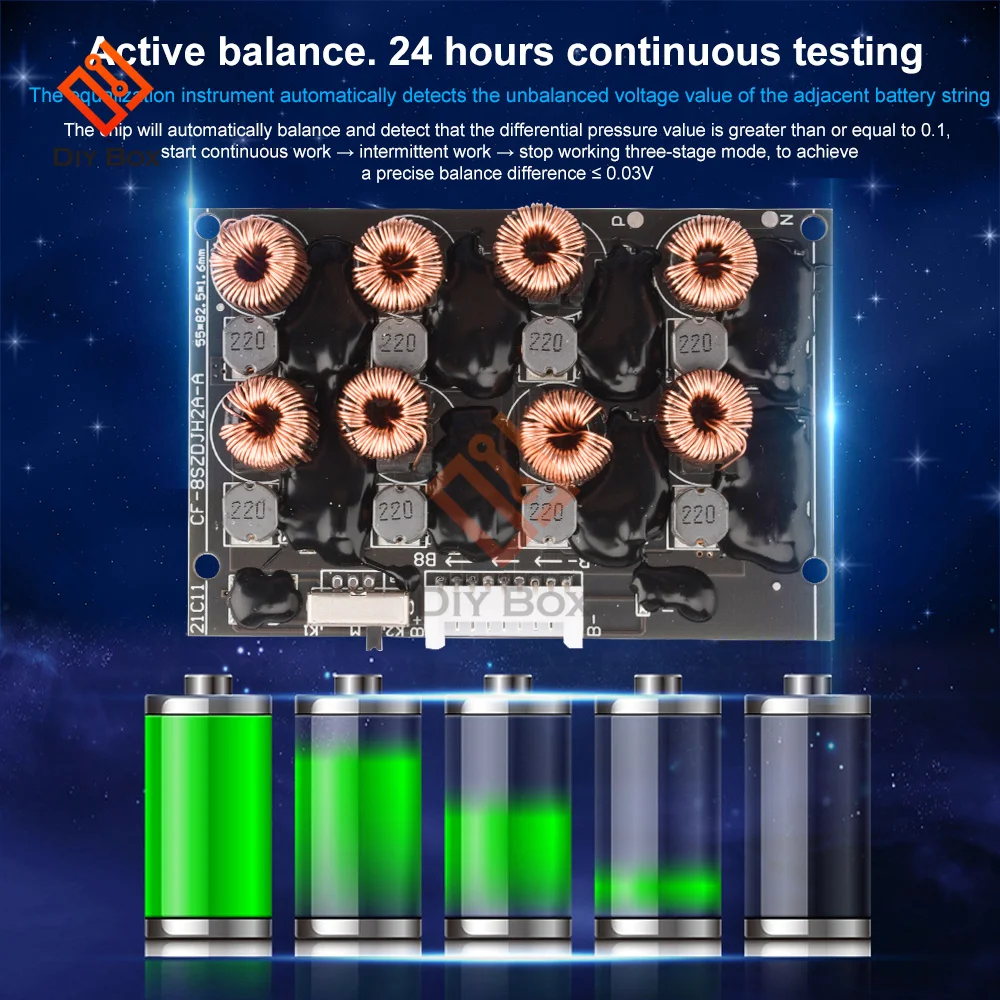 2A 4S 8S BMS Active Balancer Equalizer Lifepo4 Li-ion Lipo Lithium Battery Energy Transfer Board Balance Module