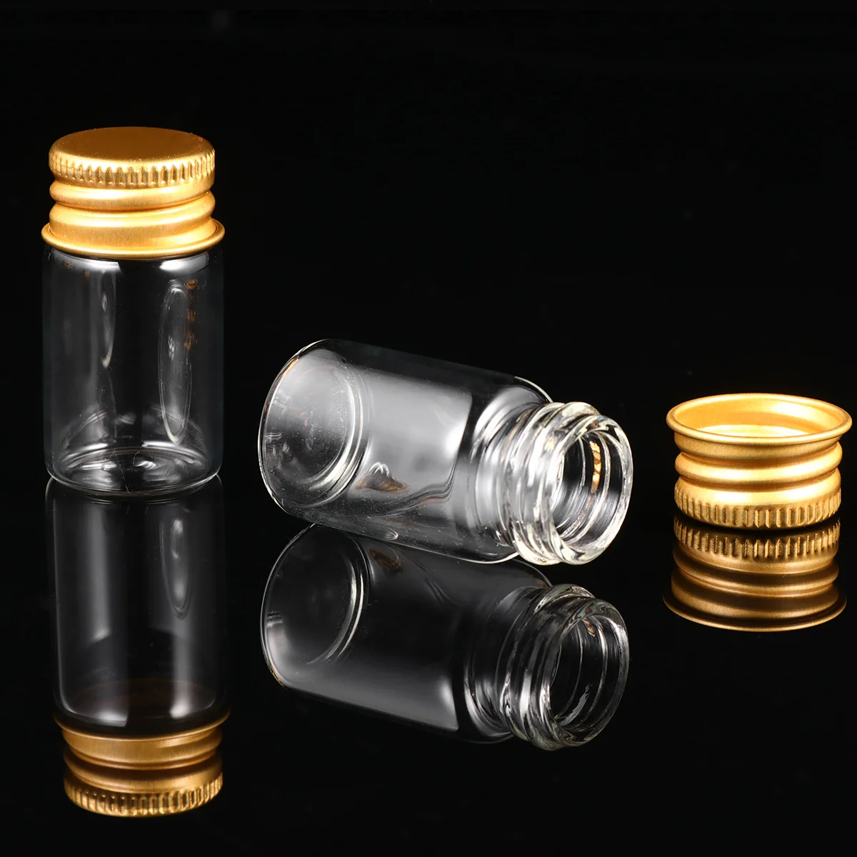 

1Set Aluminum Glass Bottles 7ml Screw Cap Glass Storage Bottles Clear Ink Bottle High Transparency Smooth Surface Gift