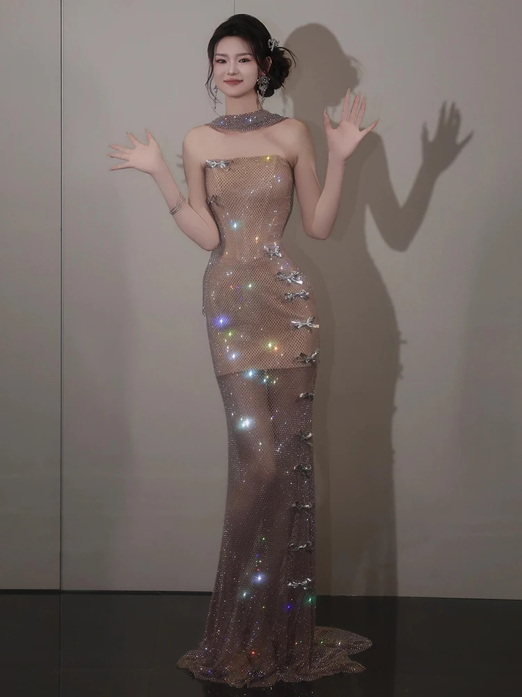 

Элегантное вечернее платье-бюстье с зауженной талией, модное, с молнией, без рукавов, длинная юбка