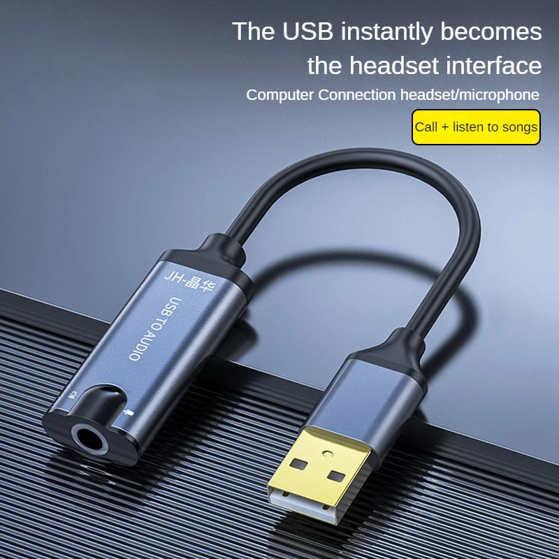 USB to 3.5mm Audio Adapter, 2-in-1 External Sound Card for Headset & Mic, Plug-and-Play for PC, Laptop, PS4/PS5