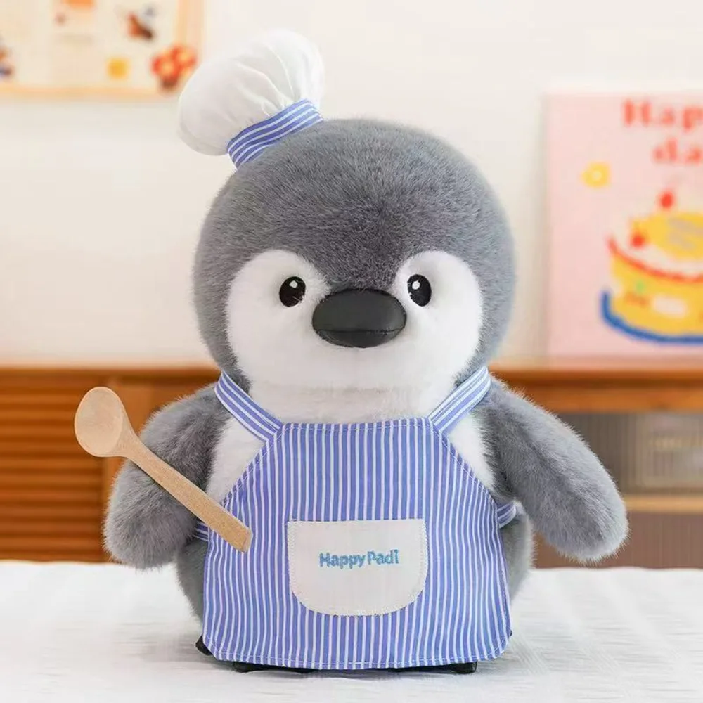 

Fluffy Penguin Hug Fish Plush Toys Handmade Collection Chef Penguin Plush Doll Soft Interactive Penguin Painter Stuffed Toys