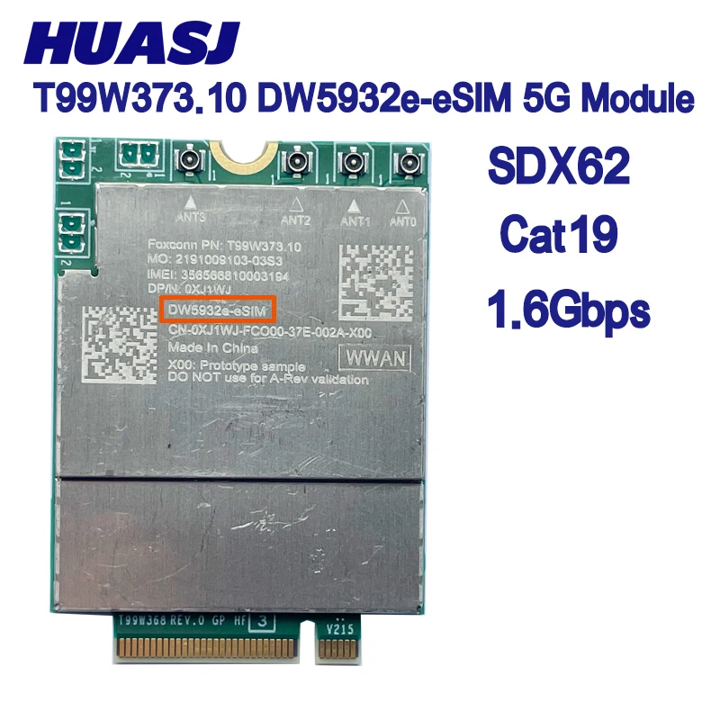 

T99W373 DW5932e-eSIM DW5932e 5G Module LTE Cat19 M.2 Wireless WWAN Card For Dell Latitude 7350 7450 7650 9450 Laptop