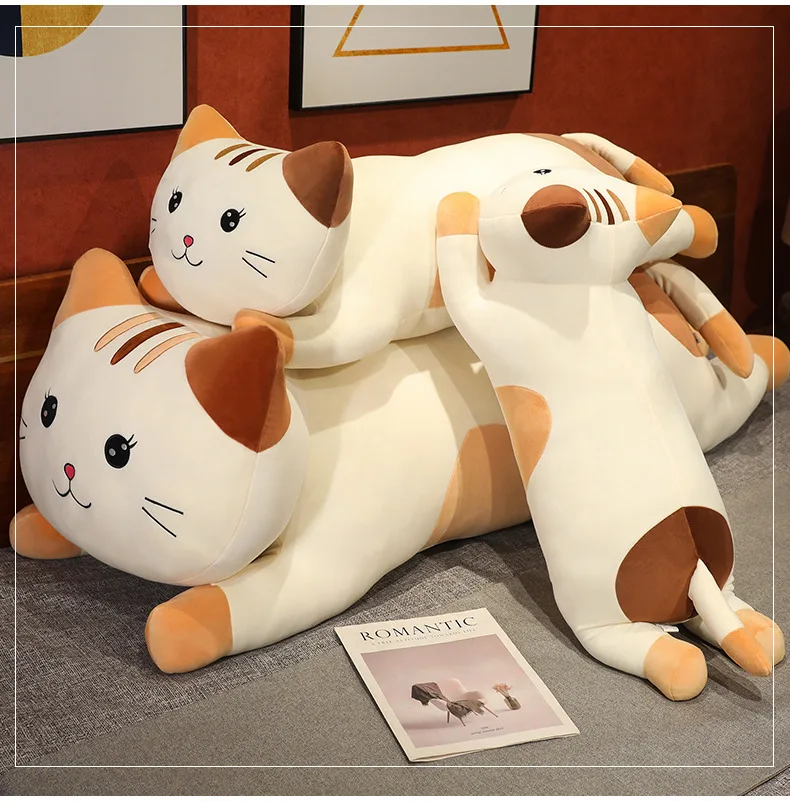 Squishy Kawaii Cat Doll Plush Toy Lying Stuffed Animal Toys Cat Soft Pillow Appeasing Present