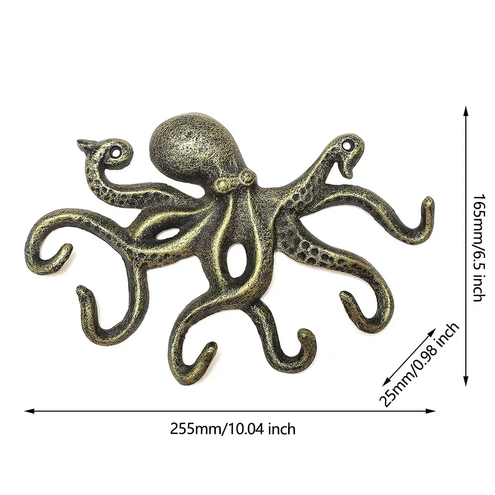 Octopus Wall Hooks Coat Racks Nautical Theme Key Hooks Towel Hanger Jacket Holder Necklace Jewelry Holder Belt Backpack Hanger