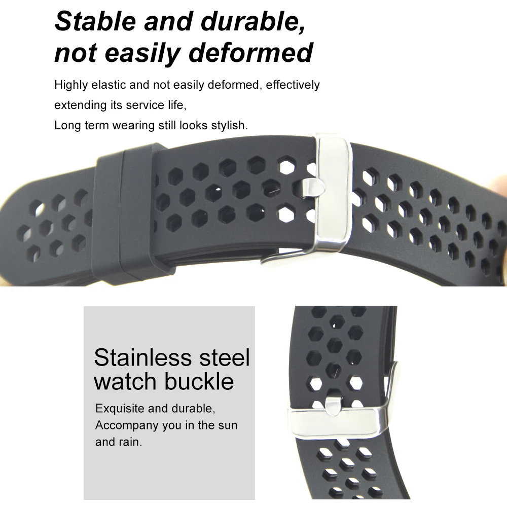 Quick Release Watch Strap For Fitbit Charge3 4 5 Breathable Hexagonal Air Hole Metal Buckle Silicone Smartwatch Band Man Woman
