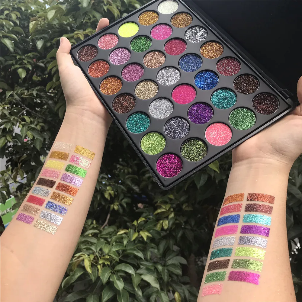 35 Colors Glitter Eyeshadow Palette Diamond Shimmer Eye Shadow Long Lasting Waterproof Stage Makeup Cosmetic for Party Halloween