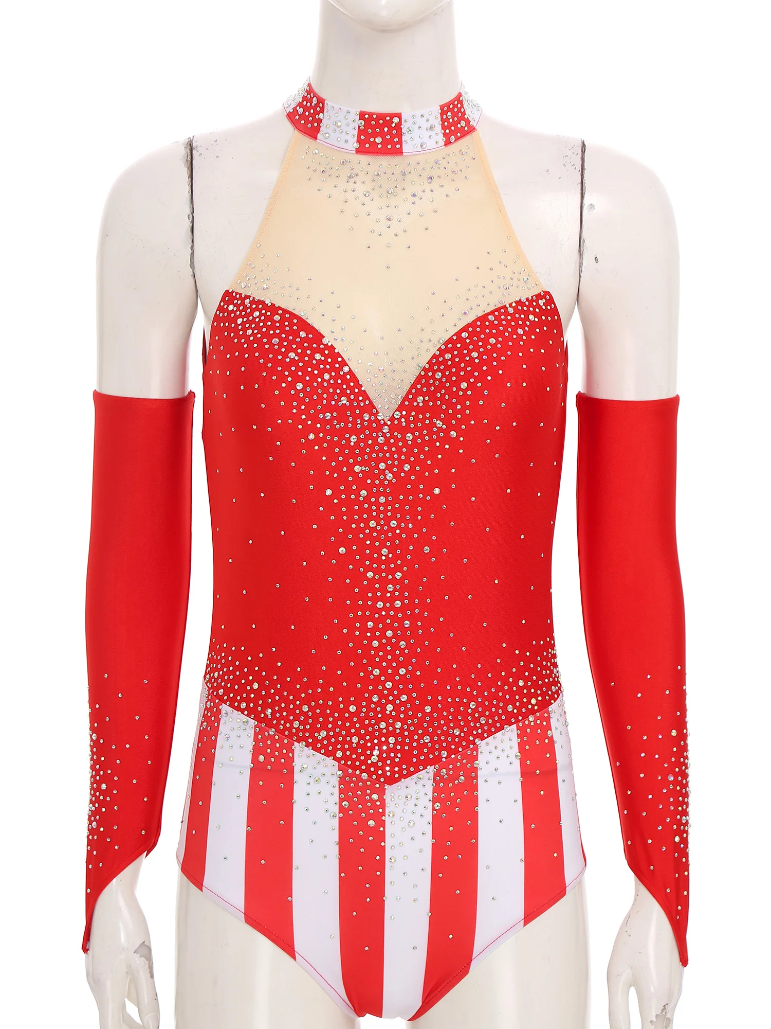 

Women Circus Ringmaster Cosplay Costume Halloween Party Clubwear Rhinestones Sleeveless Leotards Bodysuits Gymnastic Dancewear