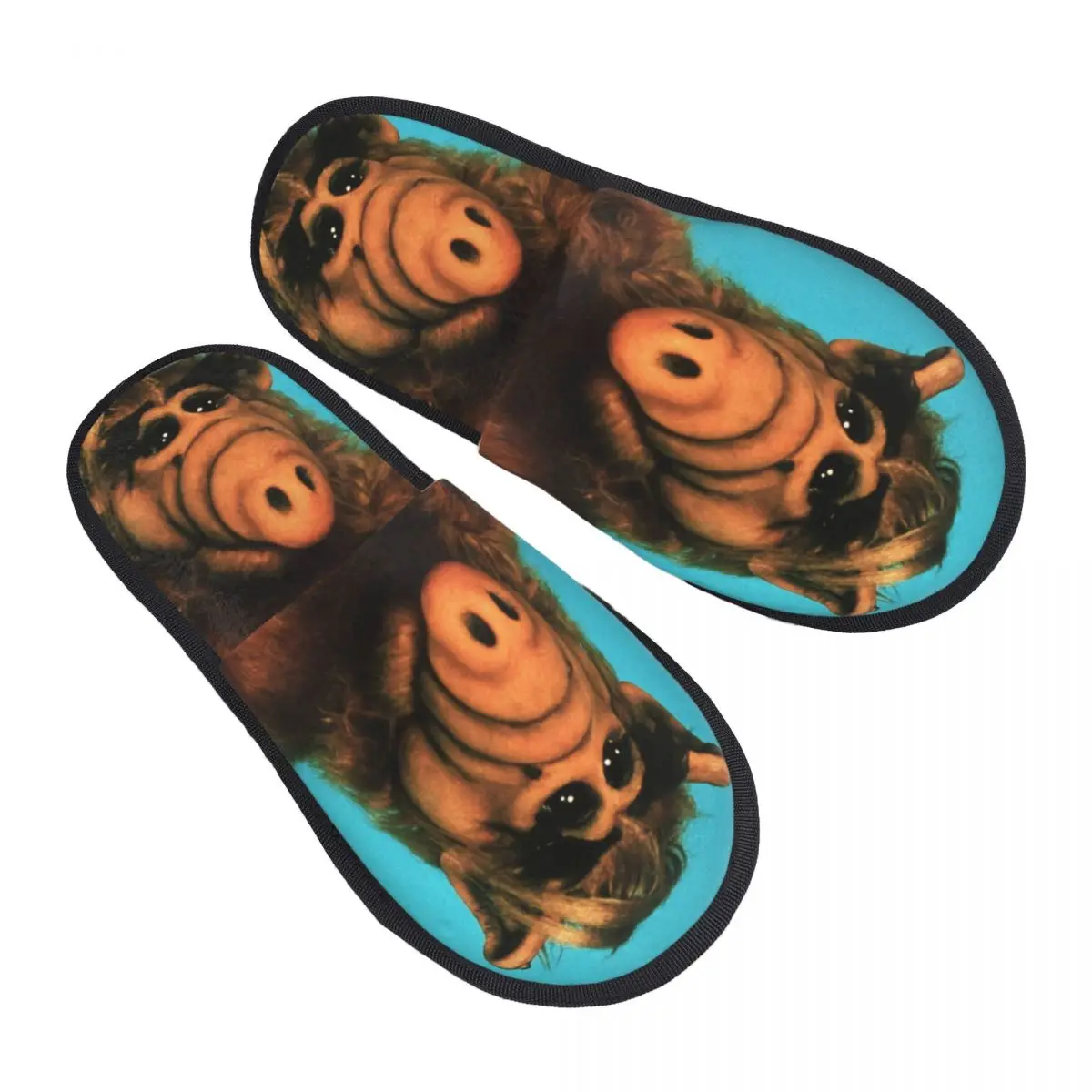 Custom Print Women Funny Alf House Slippers Cozy Warm Alien Life Sci Fi Tv Show Memory Foam Fluffy Slipper Indoor Outdoor Shoes