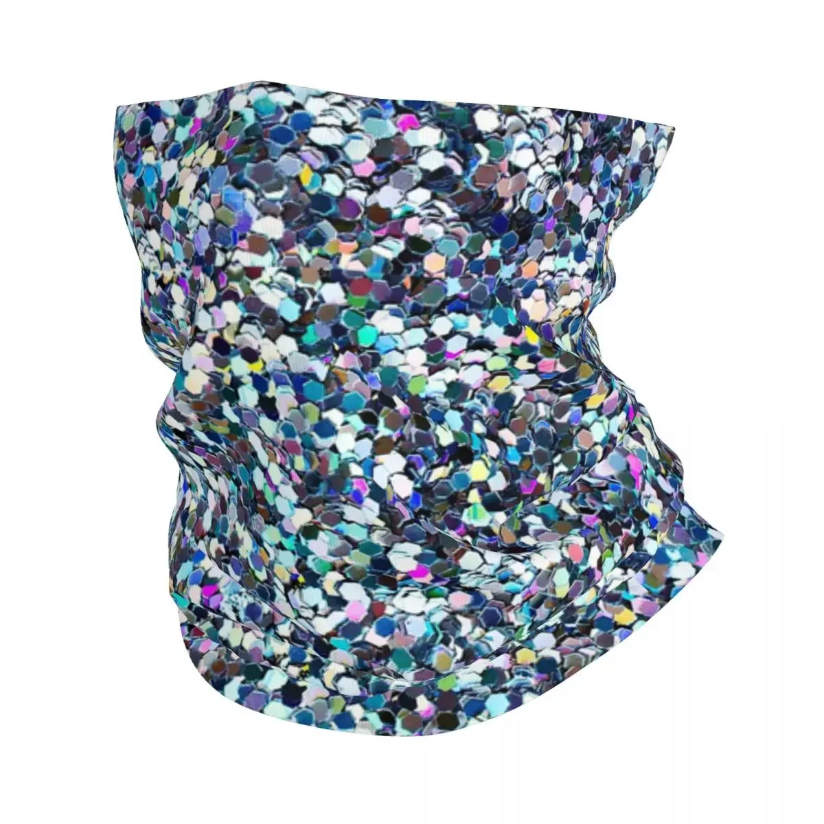 Silver Sequins Glitter Sparkle Diamond Bandana Neck Cover Printed Balaclavas Face Scarf Multi-use Cycling Riding Men Adult