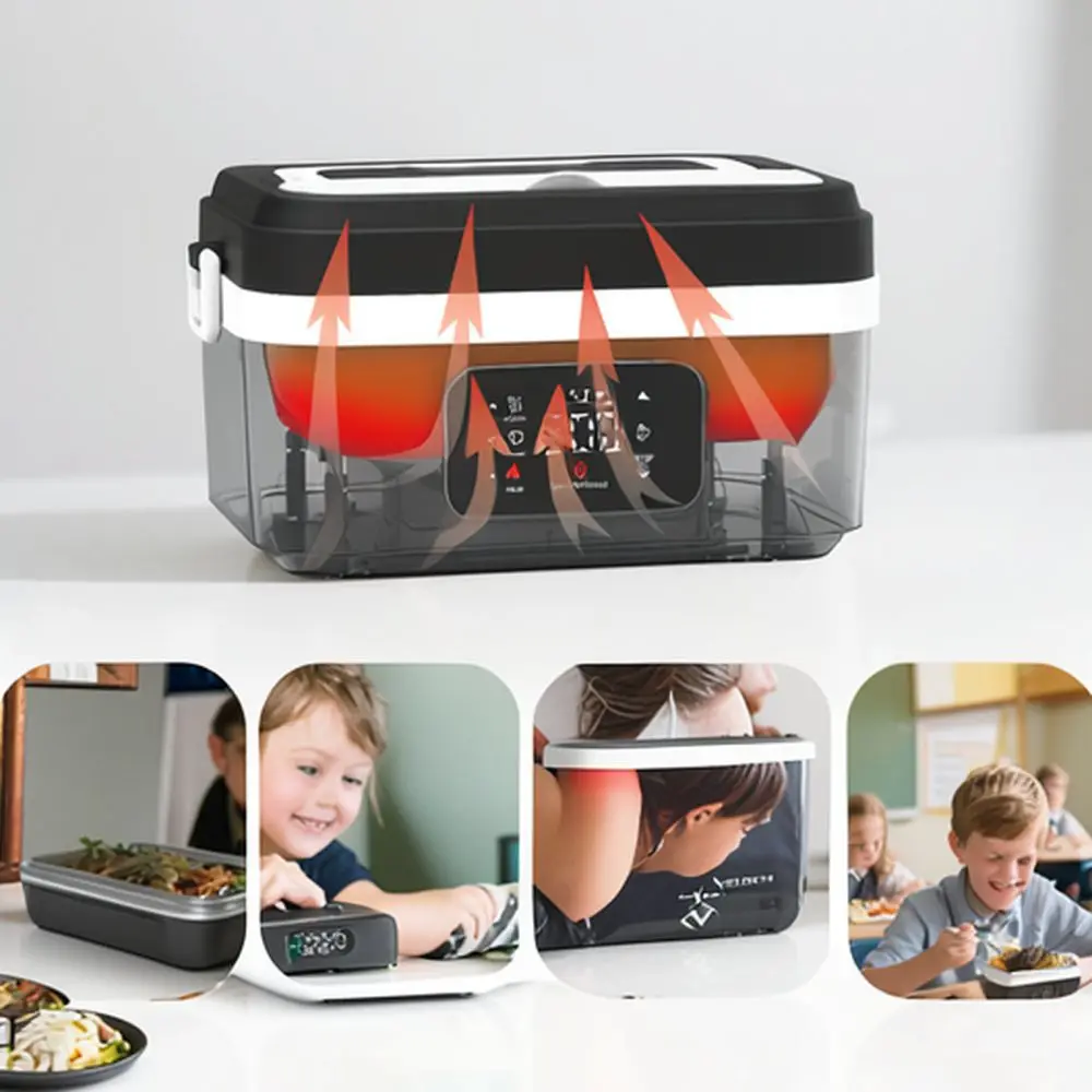 Electric Heating Bento Lunch Box Wireless Food Warmer Stainless Steel Portable Container For Work Travel School