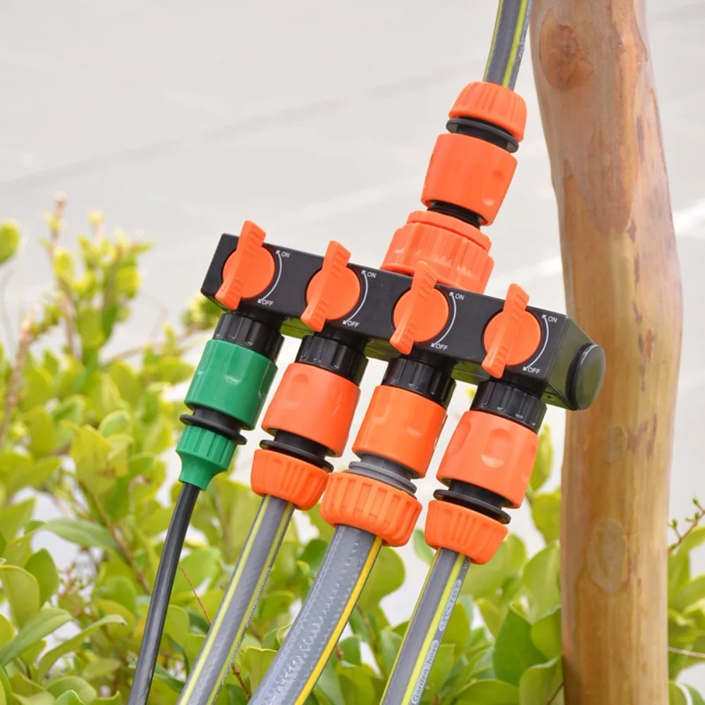 

4 Independent Switches Garden Hose Splitter Flexible Hose Connection Robust Valve 4-Way Faucet Diverter Heavy Duty