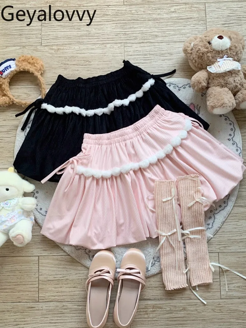 

Сплошной цвет, универсальная вельветовая короткая юбка трапециевидной формы, милые милые женские осенне-зимние эластичные пышные мини-юбки с высокой талией