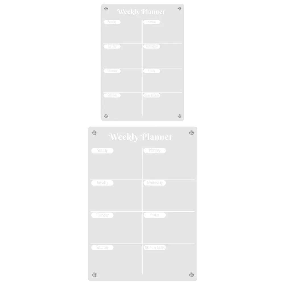 2 pçs acrílico seco apagar placa menu magnético planejador geladeira claro placa de escrita agenda semanal lembrete seco apagar placas