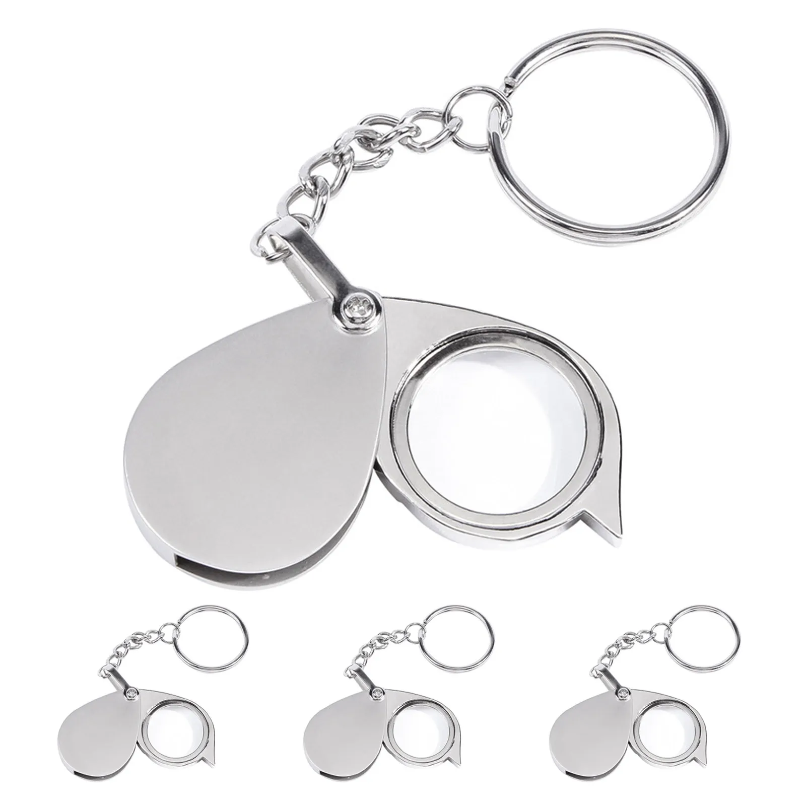 

Набор из 4 мини-складных луп-брелоков: портативные карманные лупы для чтения, ювелирных изделий, монет, карт, компактные ручные лупы для путешествий