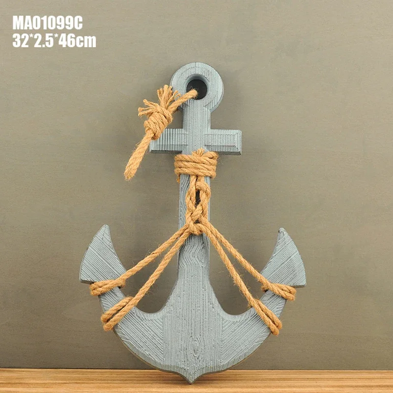 46cm Anchor Mediterranean Style Decorative Boat Handmade Wooden Children\'s Room Pendant Crafts Home Decorations Accessories