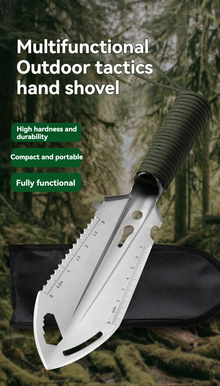 NEUE Camping Tragbare Ingenieursschaufel, Feldüberlebenswerkzeuge, Outdoor Edelstahl Multifunktionale Kleine Handschaufel – Detail 1
