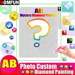 HOMFUN AB Drills Foto Mistero Personalizzato Pittura Diamante 5D Fai da Te Immagine Misteriosa di Strass Ricamo 3D Punto Croce Regalo