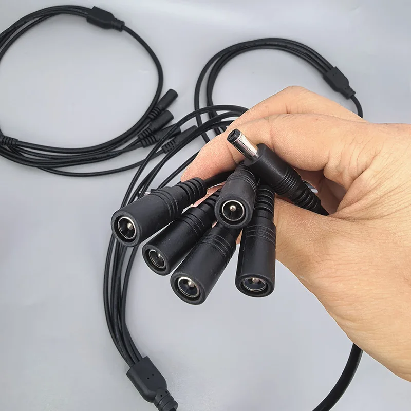 1 Female to 2,3,4,5 way Male 70cm 18awg DC Power Jack 5.5x2.1mm supply Splitter Cable  extend Plug for CCTV Camera LED Strip