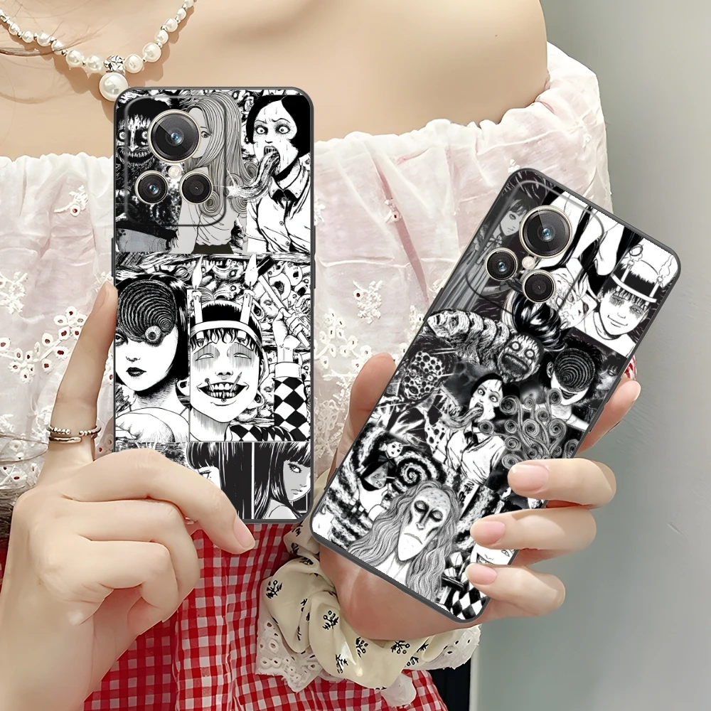 Junji Souichi Painting Mobile Cell Phone Case for Realme GT 2 9i 8i 7i Pro X50 X2 C35 C21 C20 C11 C3 Black Phone Cover Shell