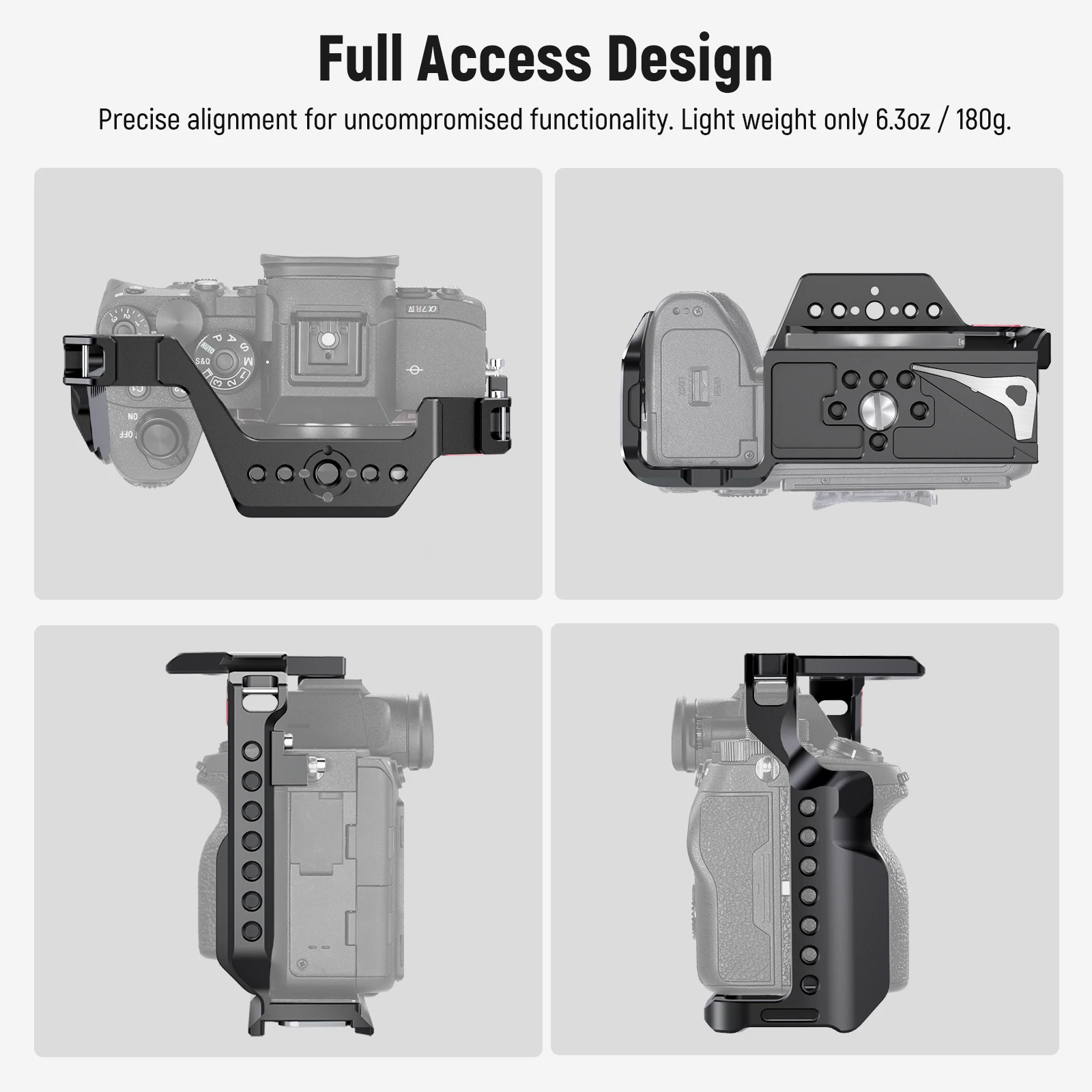 NEEWER Gabbia per fotocamera completa per Sony a7R V/a7R IV/a7 IV/a7S III/a1 Videocamera in alluminio Rig con accesso completo/tipo Arca QR Base Rig