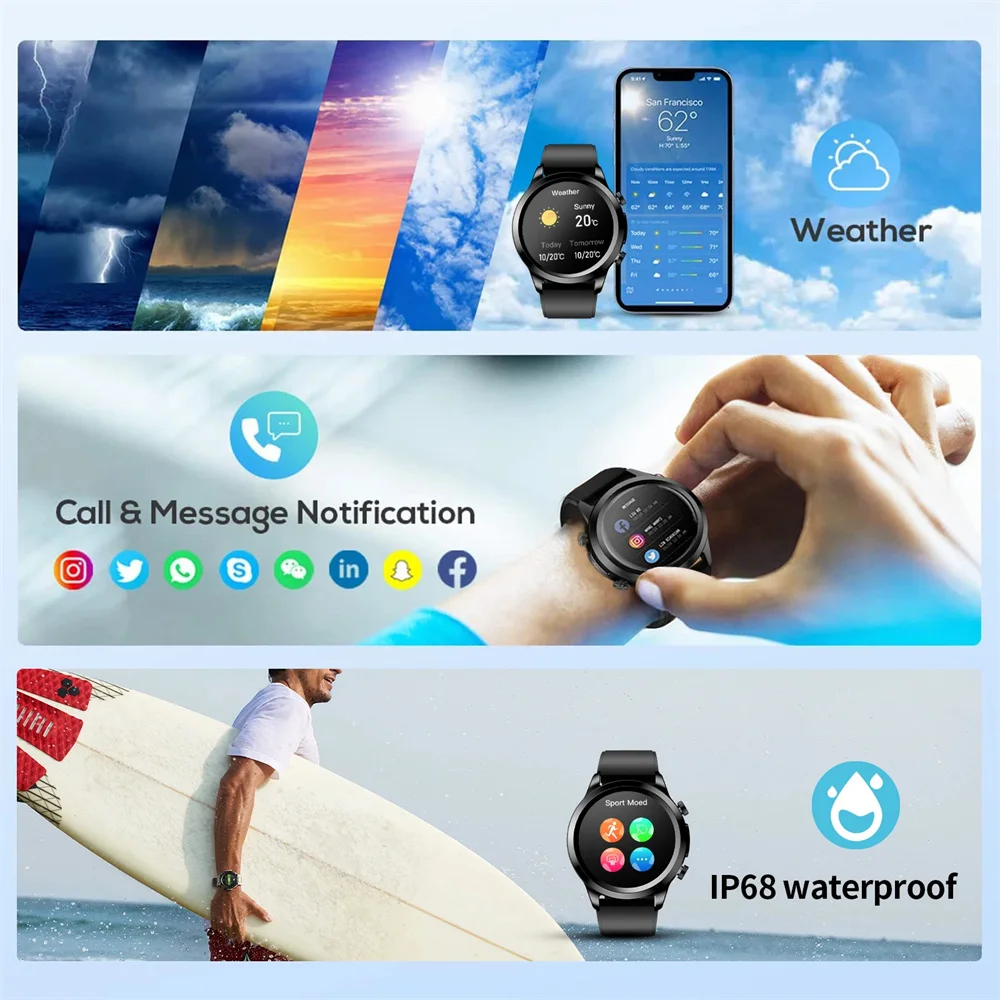 EKG ppg Smartwatch Männer Laser behandlung Gesundheit Herzfrequenz Blutzucker Gesundheit Tracker Saphirglas Smartwatch für Huawei Xiaomi