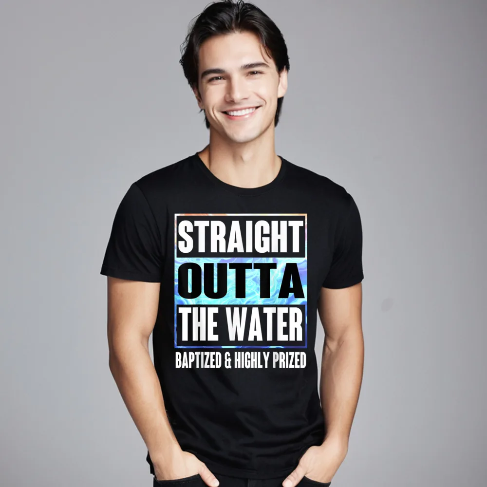 Newest Mens T-shirts Baptism Shirt Adults Kids Funny Casual Tops Tees Graphic Premium Cotton Round Neck Tees Short Sleeve