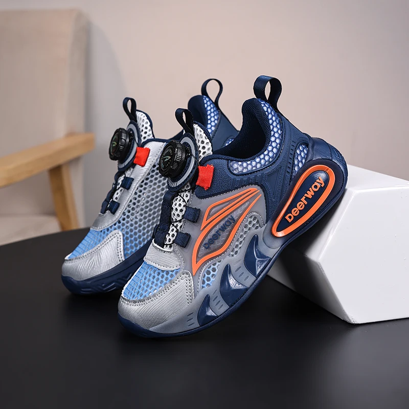 A pair of children's casual sports shoes single mesh rotary buckle cushioned sole for daily leisure outdoor trips DEH-D2620-D