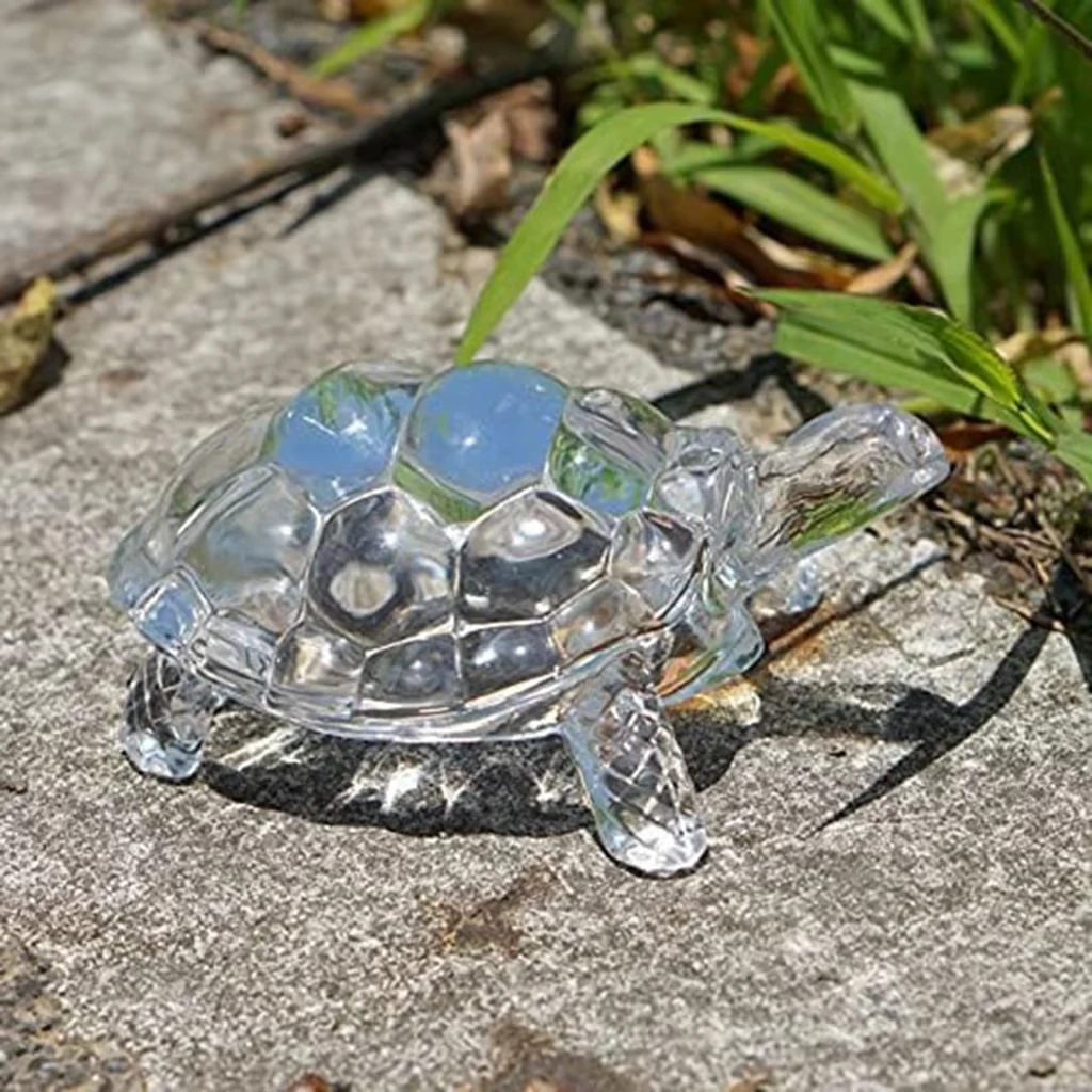1/2pcs A Crystal Turtle Ornament Transparent Landscape Craft Lucky Ornament Suitable For Home Office Desk Aquarium Decoration