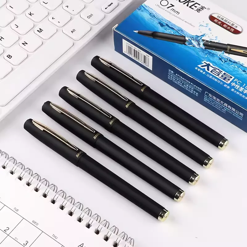 

BAOKE 0.5mm/0.7mm/1mm Frosted Gel Pen School Pen Refill High Capacity Black Gel Ink Pen Office School Supplies 12pcs