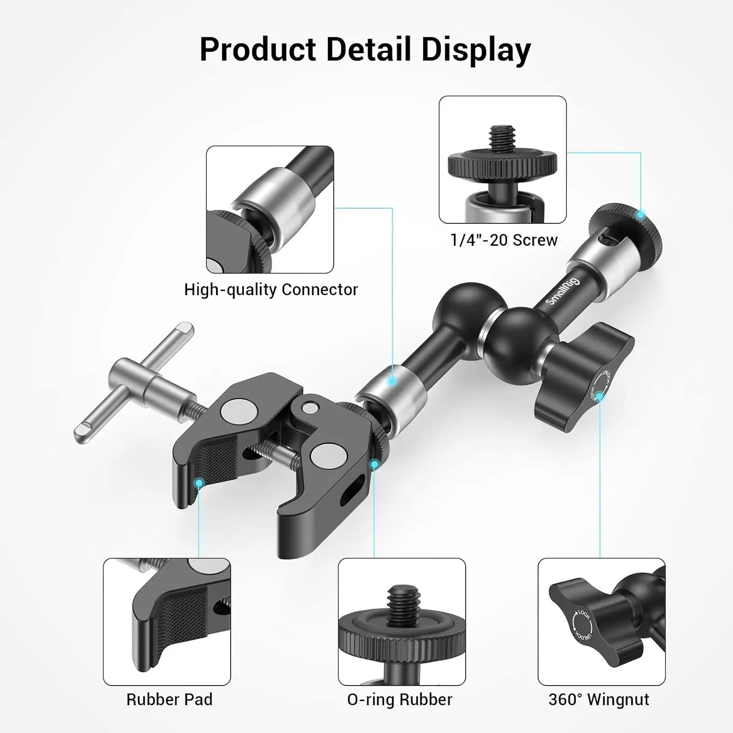 For SMALLRIG KBUM2730 5.8 Inches Adjustable Magic Arm Super Clamp 1/4\