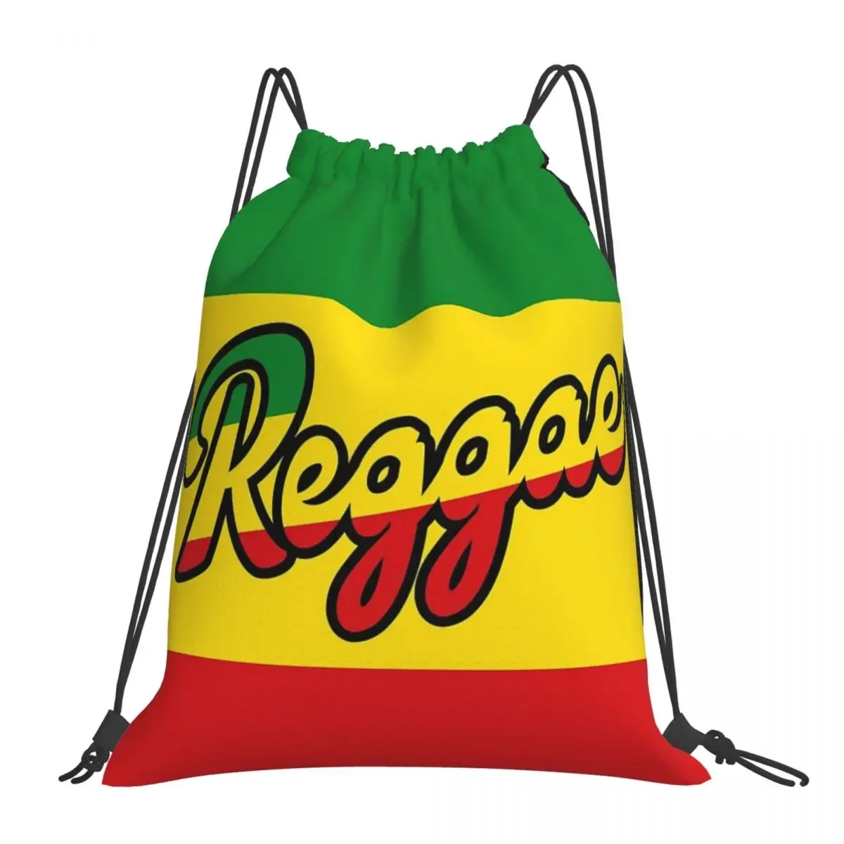 

Reggae Art With Rastafari Flag Colors Backpacks Drawstring Bags Drawstring Bundle Pocket Shoes Bag BookBag For Travel Students