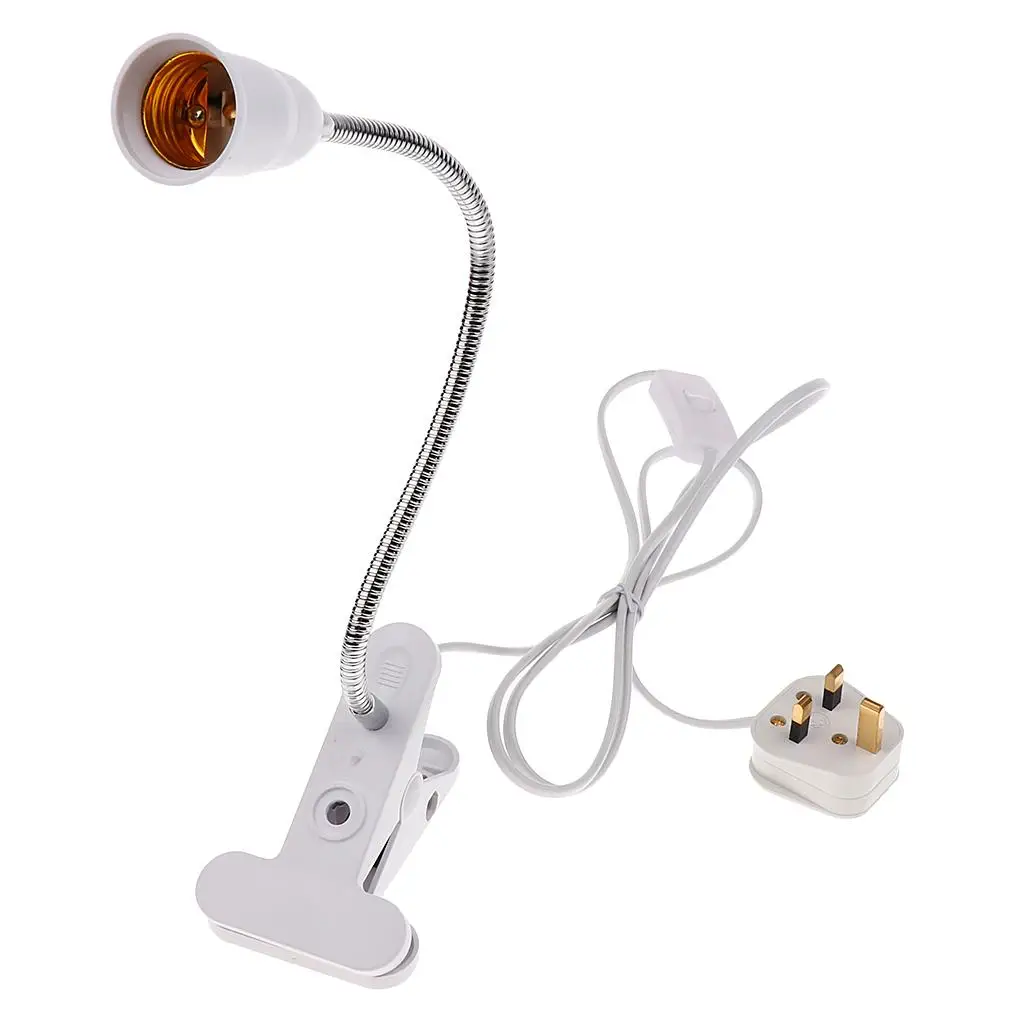E27 Screw Clamp Lamp Holder Fixture w/ On/Off Switch Flexiable UK Plug