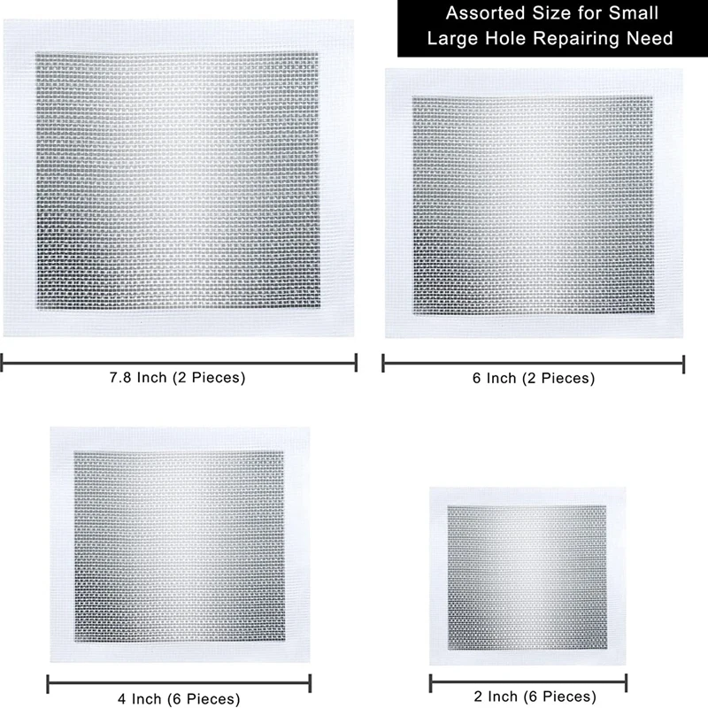 Drywall Repair Kit 16 Piece Drywall Patches Self Adhesive Mesh Drywall Patch Kit (2/4/6/8 Inch)