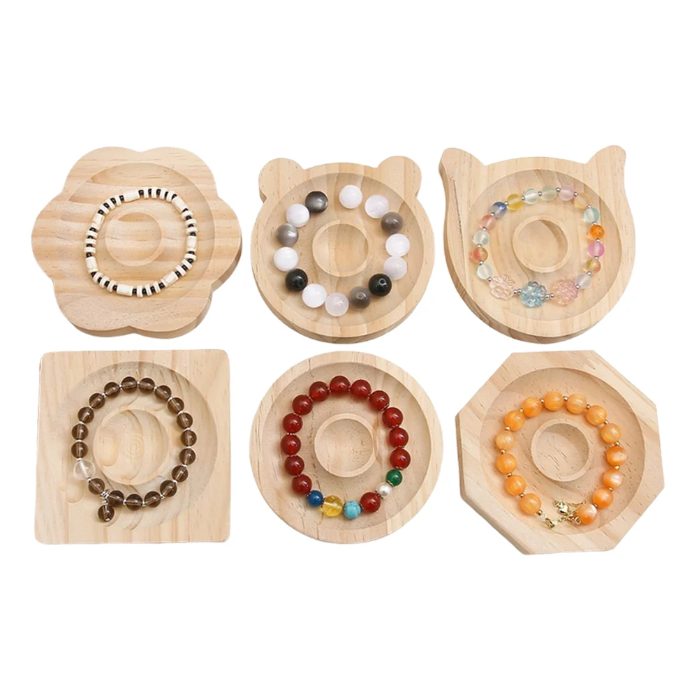 

6Pcs Wooden Jewelry Trays Bracelet Display Plate Beading Bracelet Display Jewelry Organizer for Jewelry Making