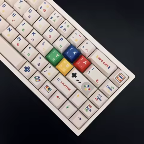 Retro SFC White Keycaps Cherry Profile PBT SUB-DYE Custom Keycap For MX Switch DIY ISO keys Mechanical Keyboard Caps