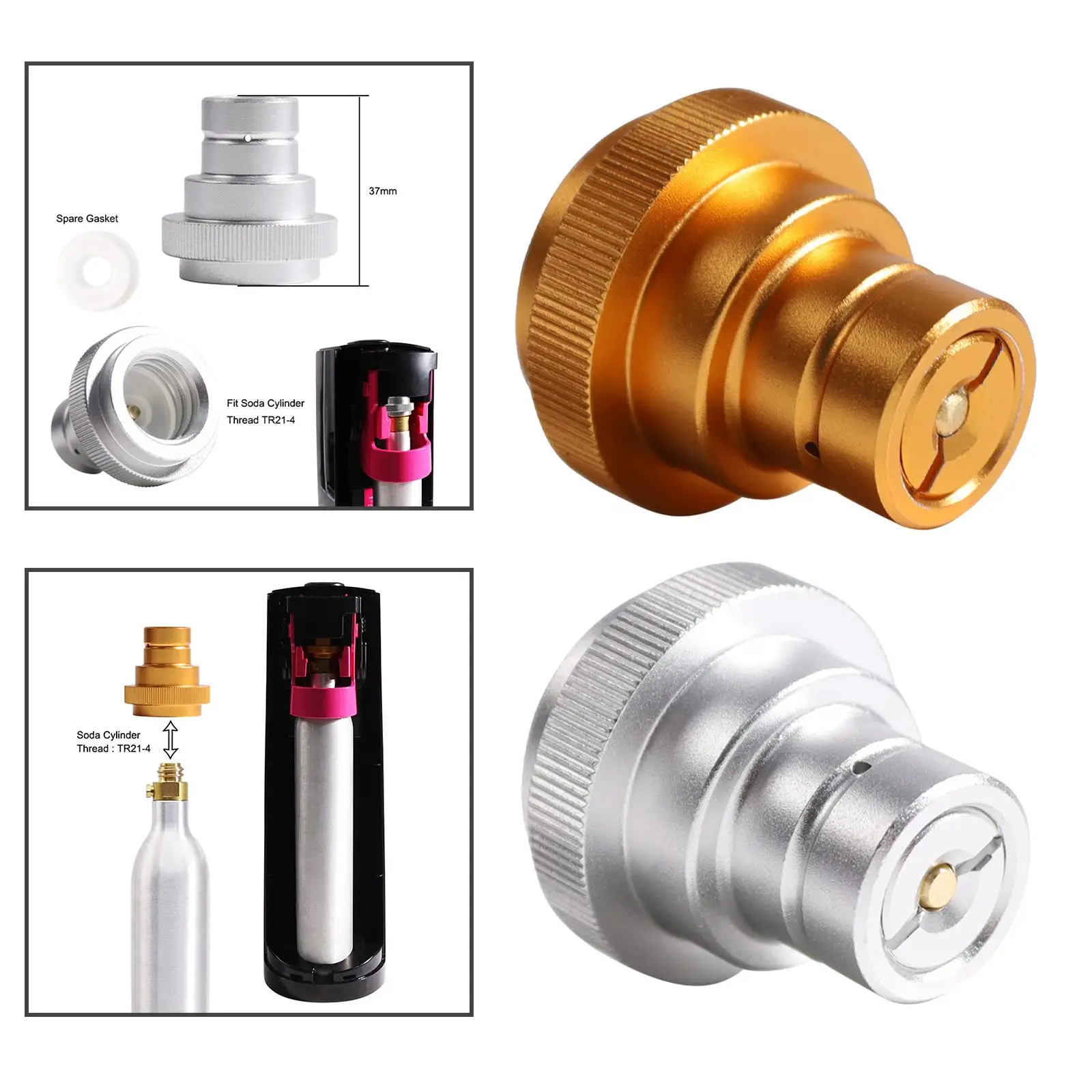 Accesorios adaptadores de CO2, cilindro de conector de repuesto directo fácil de instalar para máquina, recipiente de tanque de oficina para el hogar