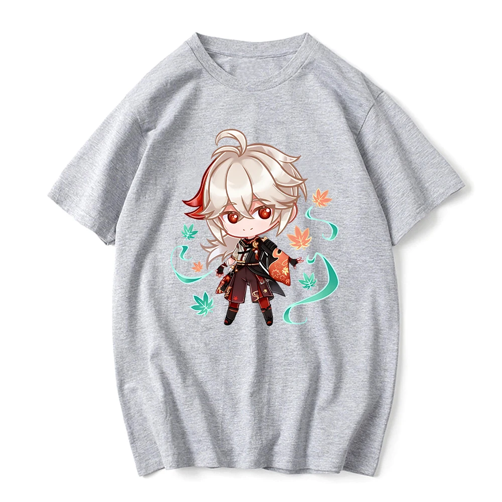جينشين تأثير التي شيرت Kaedehara Kazuha تي شيرت Kawaii الملابس الجرافيك تيز الكورية بلوزات على الموضة 100% القطن تي شيرت الفتيات القمصان